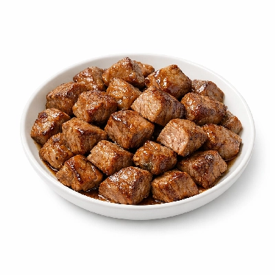 Veal cubed for stew leg and shoulder separable lean only cooked braised