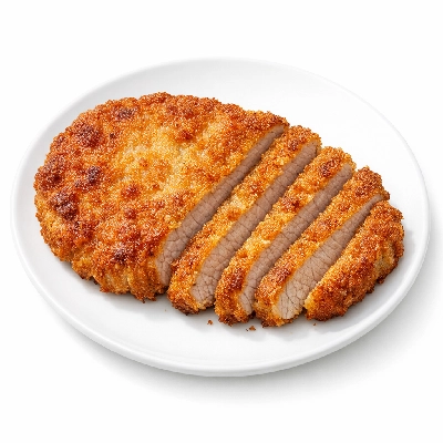Veal leg top round separable lean and fat cooked pan-fried breaded
