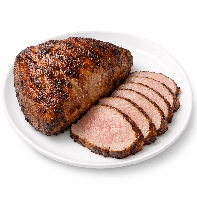 Veal leg top round separable lean only cooked roasted