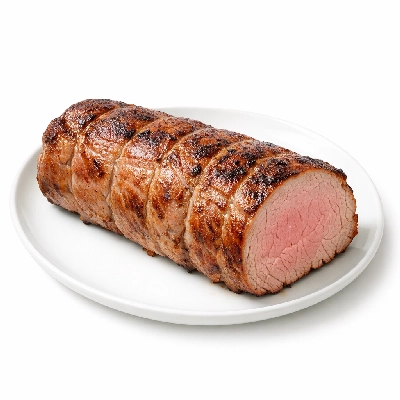 Veal loin separable lean only cooked roasted