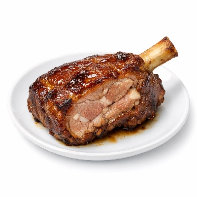 Veal rib separable lean and fat cooked braised