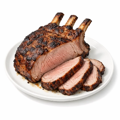 Veal rib separable lean only cooked roasted