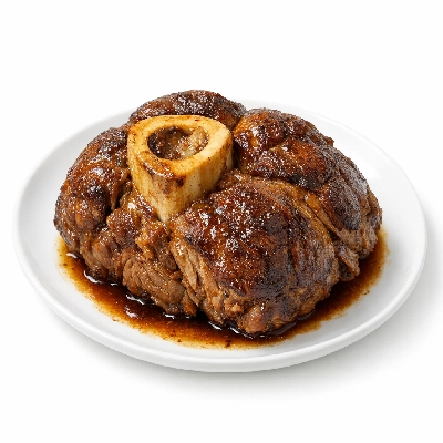 Veal shank fore and hind separable lean fat cooked braised