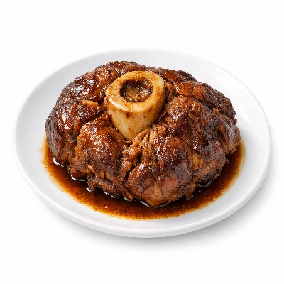 Veal shank fore and hind separable lean only cooked braised