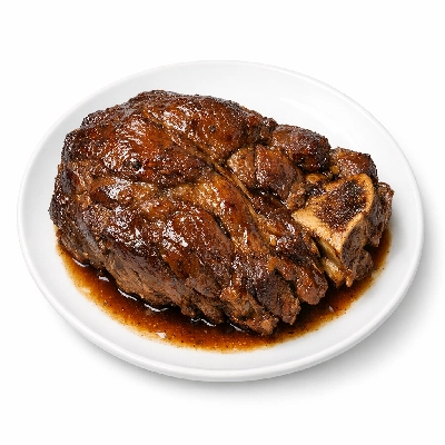 Veal shoulder blade separable lean and fat cooked braised