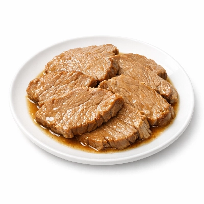 Veal sirloin separable lean only cooked braised