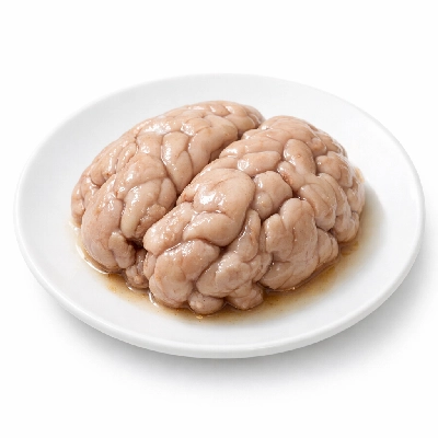 Veal variety meats and by-products brain cooked braised