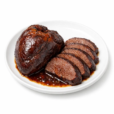 Veal variety meats and by-products heart cooked braised