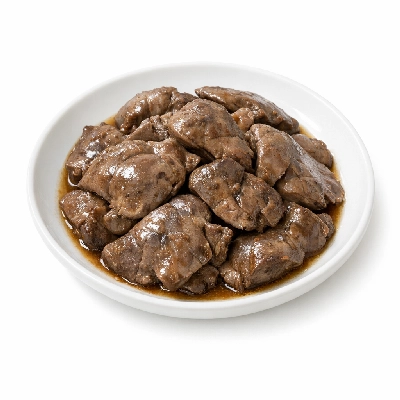 Veal variety meats and by-products lungs cooked braised