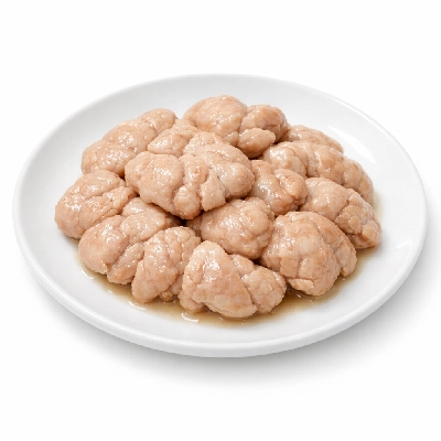 Veal variety meats and by-products thymus cooked braised