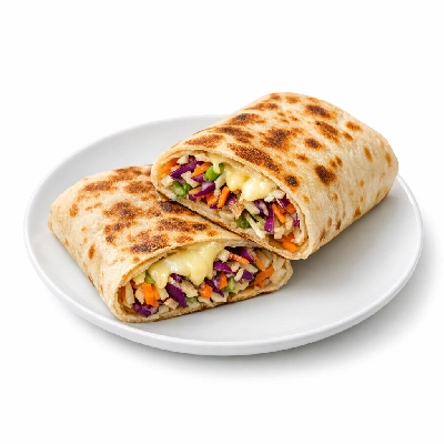 Vegetable and cheese flatbread wrap