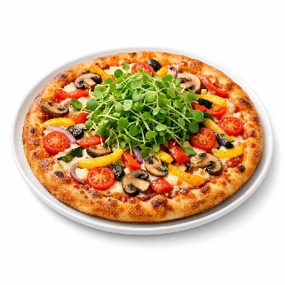 Vegetable Pizza with Microgreens