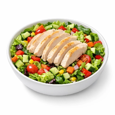 Vegetable salad with chicken, no dressing