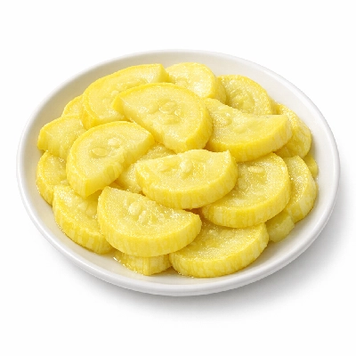 Vegetables squash summer scallop cooked boiled drained with salt