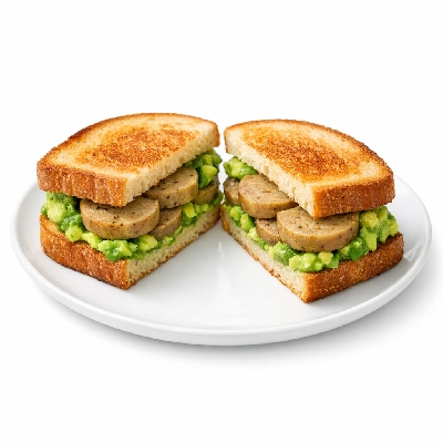 Veggie Sausage and Avocado Sandwich & Coffee