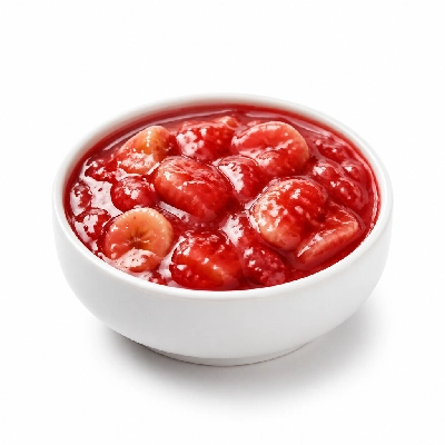 Village Inn Breakfast Items Banana and Strawberry Sauce 2 Oz