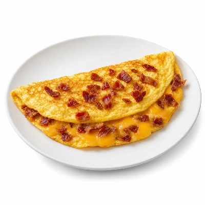 Village Inn Breakfast Items Five Cheese Omelette with Bacon