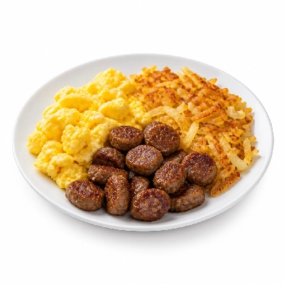 Village Inn Breakfast Items Hearty Meat & Egg Special with Santa Fe Hash