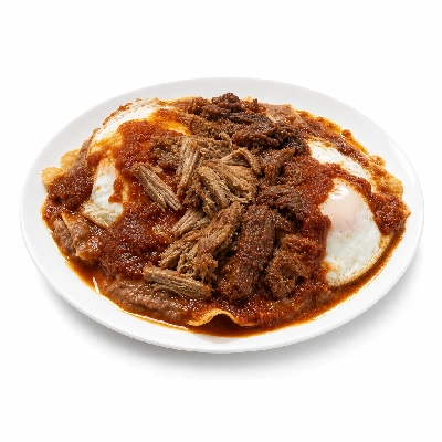 Village Inn Breakfast Items Huevos Rancheros with Carnitas and Beefy Red Chili