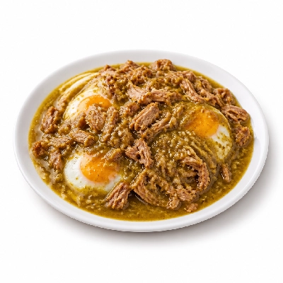Village Inn Breakfast Items Huevos Rancheros with Carnitas and Pork Green Chili