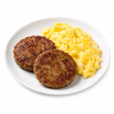 Village Inn Late Night Items Hearty Meat & Egg Special with 2 Sausage Patties