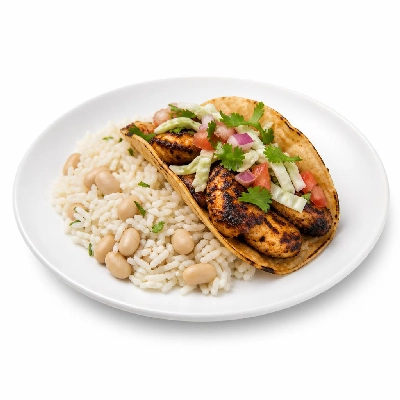 Wahoo's Fish Taco 1988 Blackened Chicken Taco Side White Rice White Beans