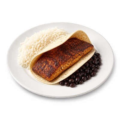 Wahoo's Fish Taco 1988 Blackened Fish Taco Side White Rice Black Beans