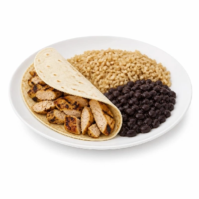 Wahoo's Fish Taco 1988 Charbroiled Chicken Taco Side Brown Rice Black Beans