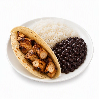 Wahoo's Fish Taco 1988 Charbroiled Chicken Taco Side White Rice Black Beans