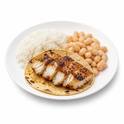 Wahoo's Fish Taco 1988 Charbroiled Fish Taco Side White Rice White Beans
