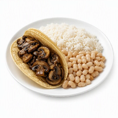 Wahoo's Fish Taco 1988 Mushrooms Taco Side White Rice White Beans