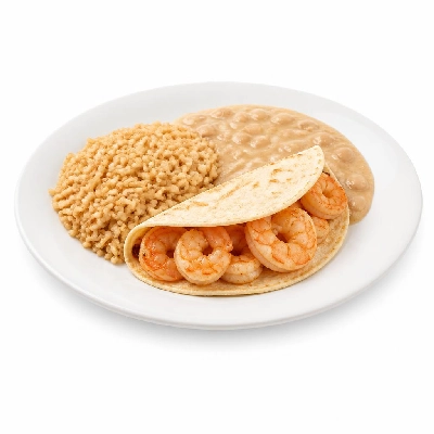 Wahoo's Fish Taco 1988 Shrimp Taco Side Brown Rice White Beans