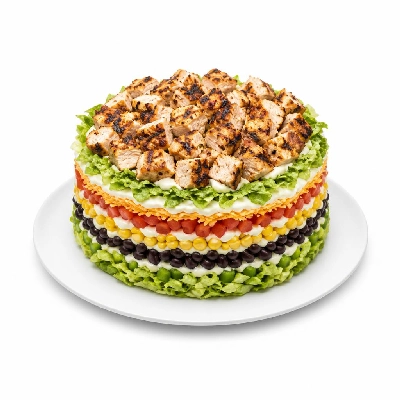 Wahoo's Fish Taco 7 Layer Salad Charbroiled Chicken