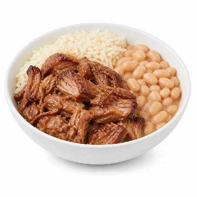 Wahoo's Fish Taco Banzai Bowl Carnitas White Rice White Beans
