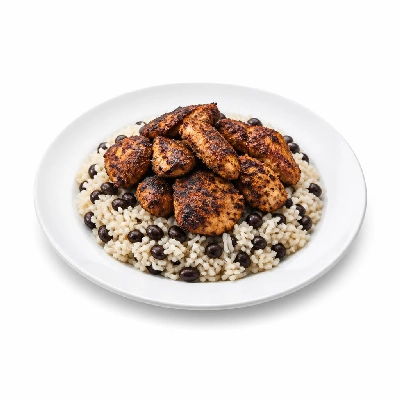 Wahoo's Fish Taco Banzai Bowl Chicken Blackened White Rice Black Beans