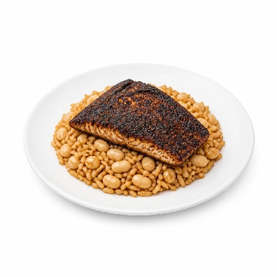 Wahoo's Fish Taco Banzai Bowl Fish Blackened Brown Rice White Beans