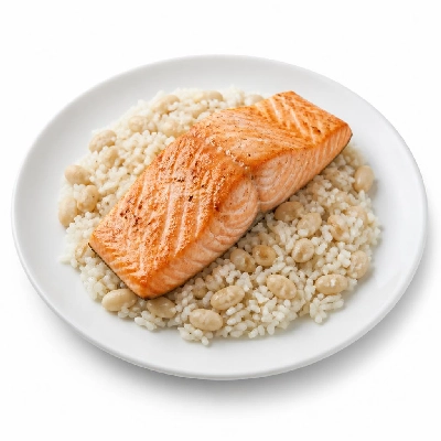 Wahoo's Fish Taco Banzai Bowl Salmon White Rice White Beans