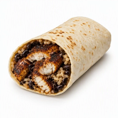 Wahoo's Fish Taco Banzai Burrito Fish Blackened Brown Rice Black Beans