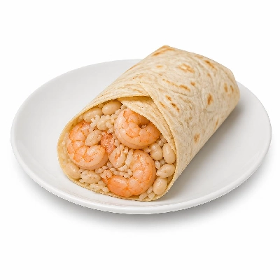 Wahoo's Fish Taco Banzai Burrito Shrimp White Rice White Beans