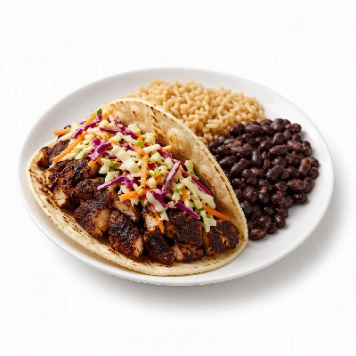 Wahoo's Fish Taco Citrus Slaw Blackened Chicken Taco Side Brown Rice Black Beans
