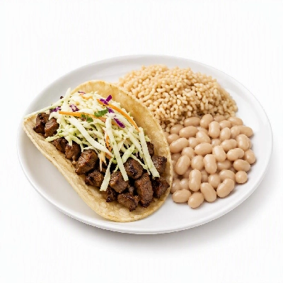 Wahoo's Fish Taco Citrus Slaw Carne Asada Taco Side Brown Rice White Beans