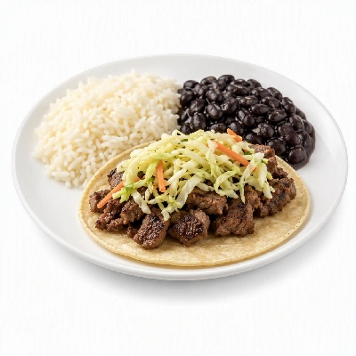 Wahoo's Fish Taco Citrus Slaw Carne Asada Taco Side White Rice Black Beans