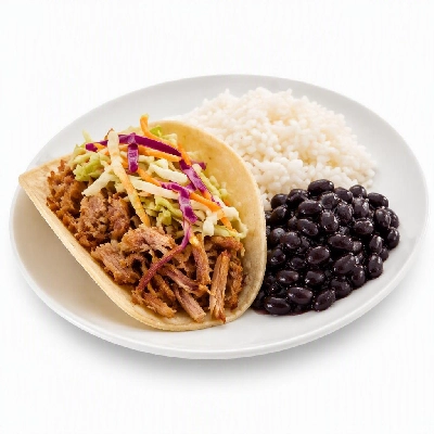Wahoo's Fish Taco Citrus Slaw Carnitas Taco Side White Rice Black Beans