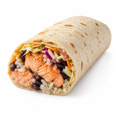 Wahoo's Fish Taco Citrus Slaw Salmon Burrito White Rice Black Beans