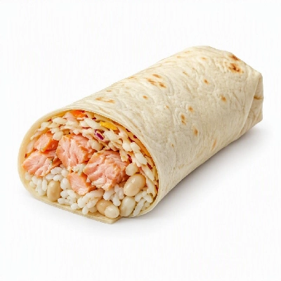 Wahoo's Fish Taco Citrus Slaw Salmon Burrito White Rice White Beans