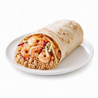 Wahoo's Fish Taco Citrus Slaw Shrimp Burrito Brown Rice White Beans