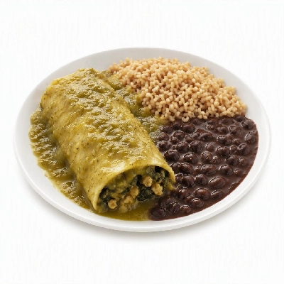 Wahoo's Fish Taco Enchilada Green Vegetarian Brown Rice Black Beans