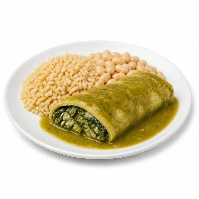 Wahoo's Fish Taco Enchilada Green Vegetarian Brown Rice White Beans