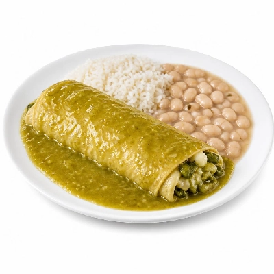 Wahoo's Fish Taco Enchilada Green Vegetarian White Rice White Beans
