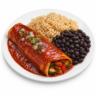 Wahoo's Fish Taco Enchilada Red Vegetarian Brown Rice Black Beans